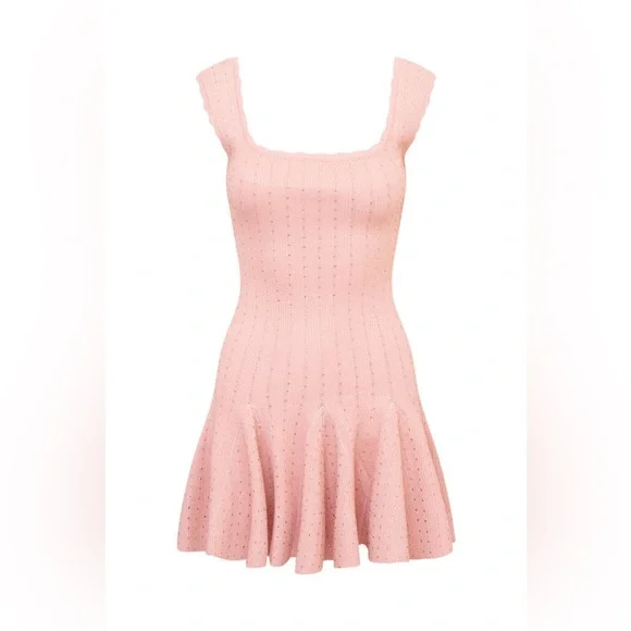 LoveShackFancy Maryanne Crystal Knit Mini Dress In PINK CHAMPAGNE, brand new. - Picture 5 of 15